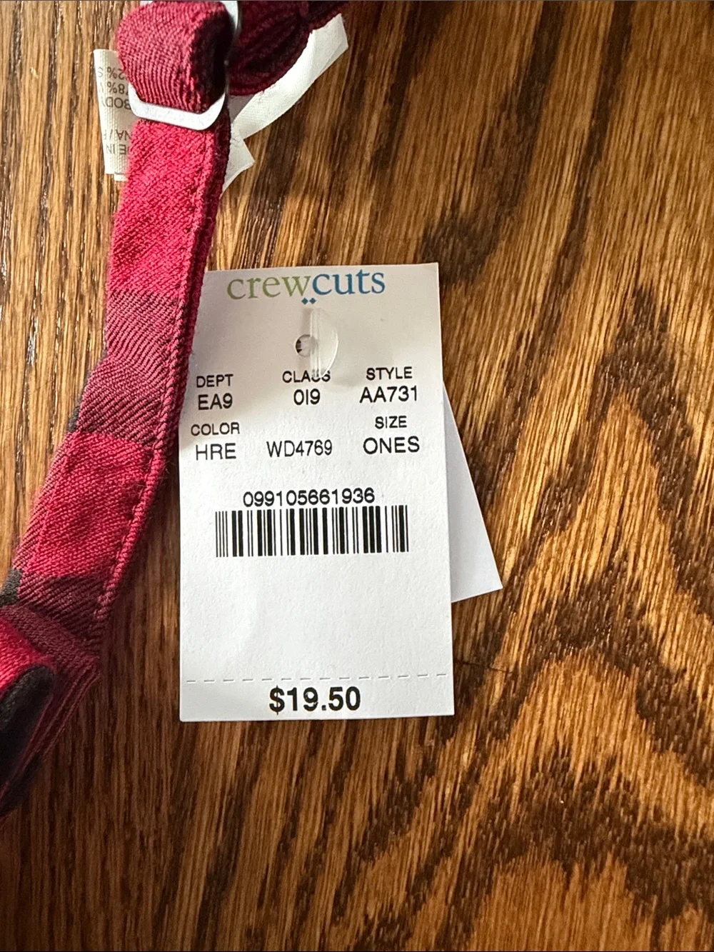 Crewcuts Red and Black Plaid Kids Bow Tie